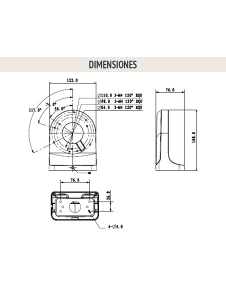 Soporte para camaras de vigilancia tipo domo