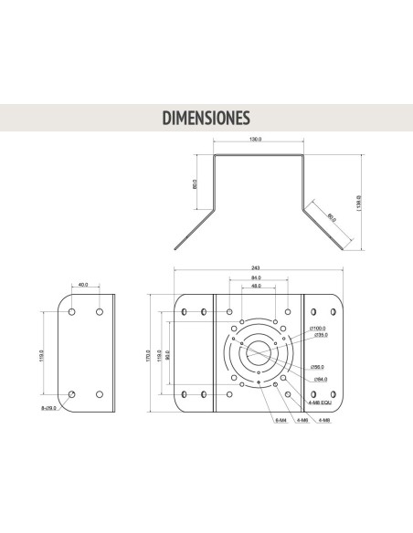 Adaptador a esquina para camaras de vigilancia
