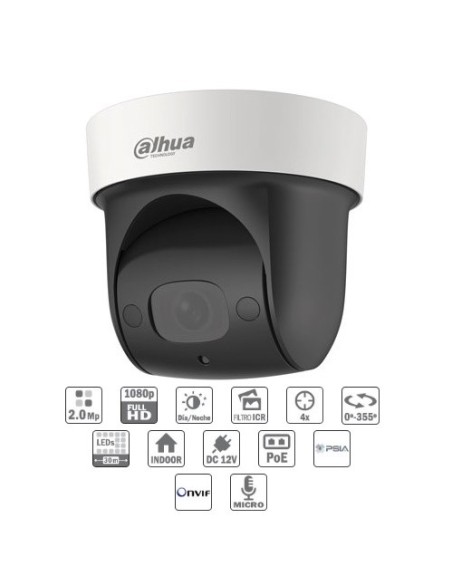 Camara de vigilancia domo motorizada IP 2M DN dWDR IR30m 4X 3D PoE Mic