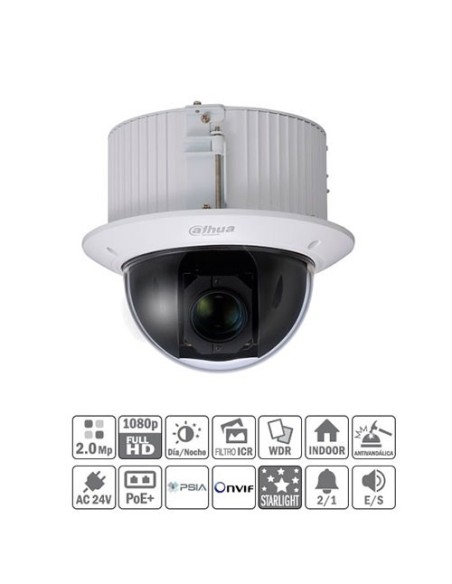Domo PTZ IP 2M DN WDR Starlight 25X 3D IVS IK10 PoE+ Inserción SD52C225U-HNI