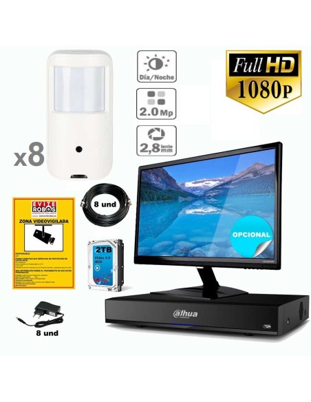 Kit oculto de 8 camaras de vigilancia y seguridad de 8 camaras.