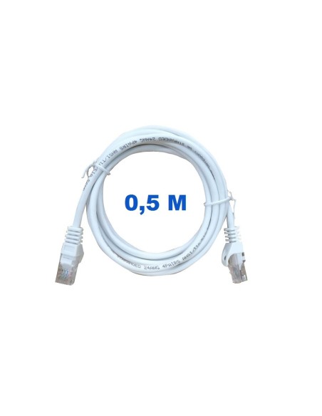 Cable UTP de 0,5 metros sin blindaje con conectores RJ45 Categoría 5E.