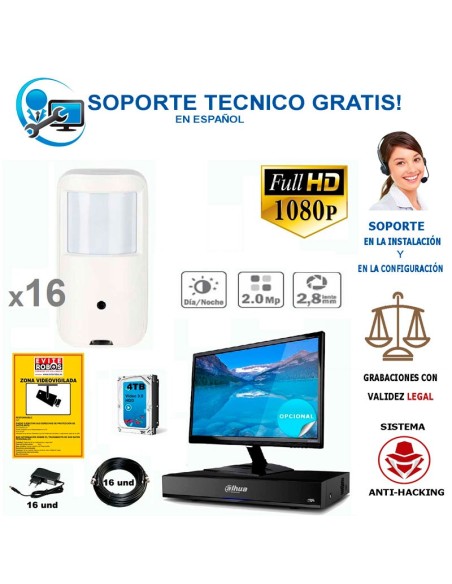 kit de 16 camaras ocultas full-hd
