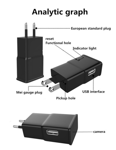 CAMARA DE VIGILANCIA ESPIA EN CARGADOR MOVIL CON WIFI Y CON TARJETA GRABACION 128GB INCLUIDA