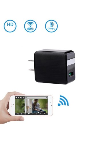 CAMARA DE SEGURIDAD Y VIGILANCIA ESPIA EN CARGADOR MOVIL CON WIFI Y CAPACIDAD DE GRABACION 128GB CON VISION NOCTURNA