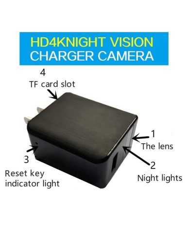 CAMARA DE SEGURIDAD Y VIGILANCIA ESPIA EN CARGADOR MOVIL CON WIFI Y CAPACIDAD DE GRABACION 128GB CON VISION NOCTURNA