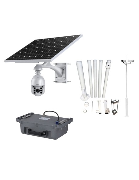 Sistema Solar de Vigilancia Integrada + Cámara PTZ IP 4G con Batería de Litio y Báculo de 6 Metros
