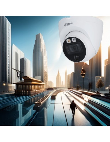 DOMO FIJO HDCVI CON PIR INFRARROJO Y DISUASION ACTIVA MARCA DAHUA PARA INTERIOR Y EXTERIOR 5MGPX