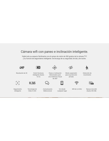 Cámara de seguridad EZVIZ TY1 4MP con paneo de 360°