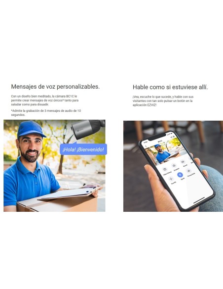 Cámara de vigilancia inalámbrica y recargable EZVIZ BC1C con vídeo de 2K y protección IP66