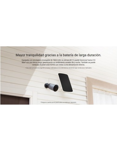 Cámara de vigilancia inalámbrica y recargable EZVIZ BC1C con vídeo de 2K y protección IP66