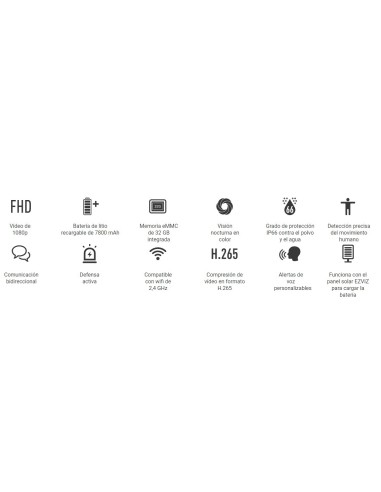 Cámara de vigilancia inalámbrica y recargable EZVIZ BC1C con vídeo de 2K y protección IP66