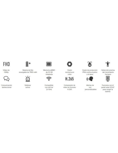 Cámara de vigilancia inalámbrica y recargable EZVIZ BC1C con vídeo de 2K y protección IP66