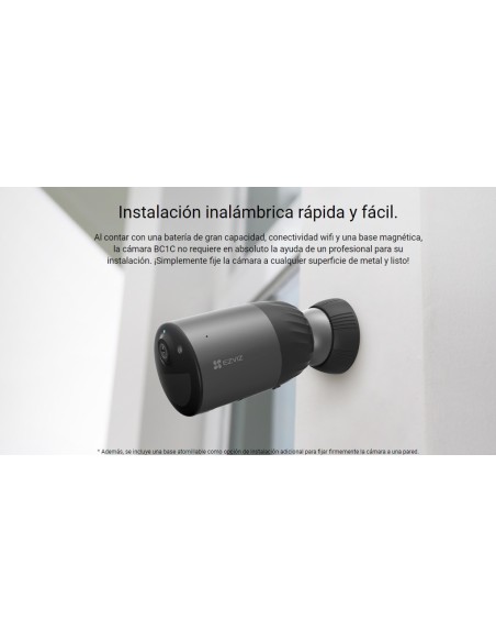 Cámara de vigilancia inalámbrica y recargable EZVIZ BC1C con vídeo de 2K y protección IP66