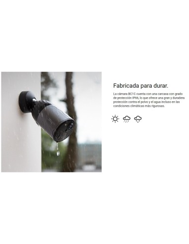 Cámara de vigilancia inalámbrica y recargable EZVIZ BC1C con vídeo de 2K y protección IP66