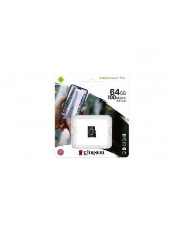 Tarjeta MicroSD Kingston Canvas Select Plus 64GB – Clase 10, Velocidad UHS-I, Ideal para Smartphones y Cámaras
