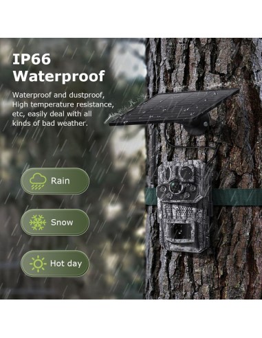 Cámara de Caza Solar 4G con GPS, Visión Nocturna, Ángulo Amplio HD 3MP, Detección de Movimiento, Resistente a Clima