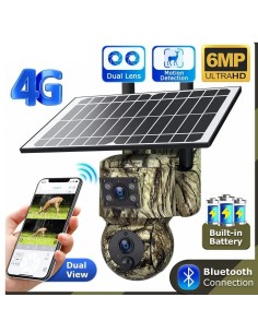 Cámara de Seguridad Solar 4G PTZ Camuflaje con GPS, Doble Lente 6MP, Visión Nocturna y Detección de Movimiento 2