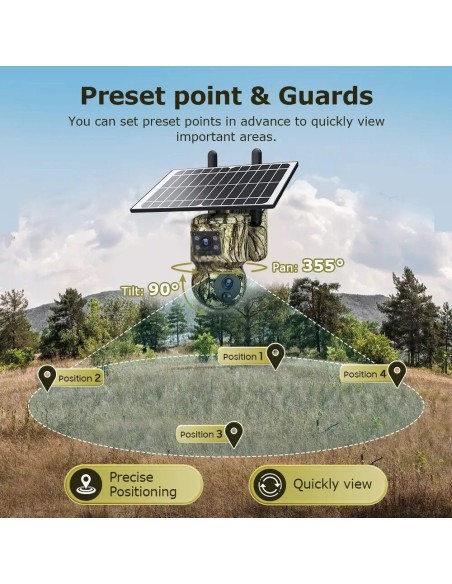 Cámara de Seguridad Solar 4G PTZ Camuflaje con GPS, Doble Lente 6MP, Visión Nocturna y Detección de Movimiento