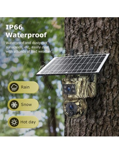 Cámara de Seguridad Solar 4G PTZ Camuflaje con GPS, Doble Lente 6MP, Visión Nocturna y Detección de Movimiento