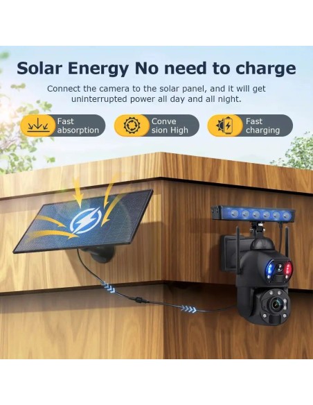 Cámara Solar 4G con Zoom 36X, Doble Lente, Láser Infrarrojo, IP66, Panel Solar 10W y Batería de 20,000mAh
