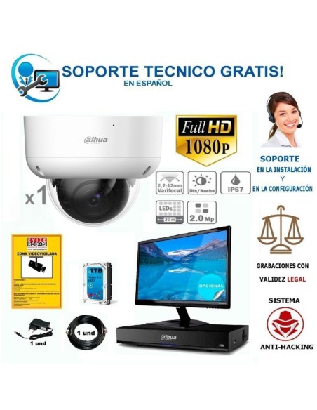 kit 1 camara de vigilancia hd zoom manual