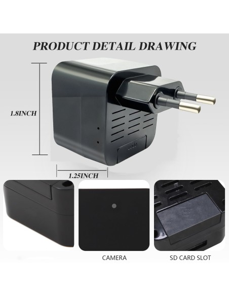 Cámara espía Full HD oculta en cargador USB con WiFi y visión nocturna