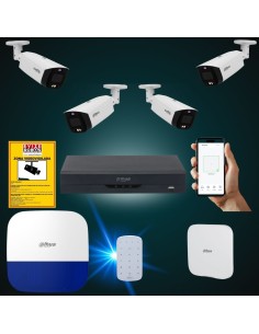 FortiCam 4 Dahua TiOC – Kit 4 Cámaras 4MP Exterior con Alarma y SAI | Sin cuotas