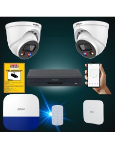 FortiCam Dome 2 Dahua TiOC – Kit 2 Cámaras Domo 4MP Interior/Exterior con Alarma | Sin cuotas