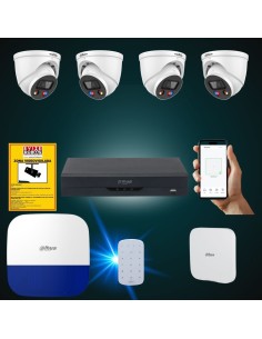 FortiCam Dome 4 Dahua TiOC – Kit 4 Cámaras Domo 4MP Interior/Exterior con Alarma | Sin cuotas