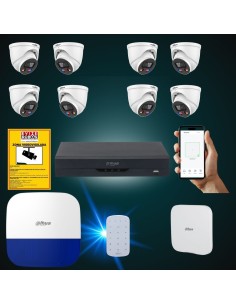 FortiCam Dome 8 Dahua TiOC – Kit 8 Cámaras Domo 4MP Interior/Exterior con Alarma | Sin cuotas