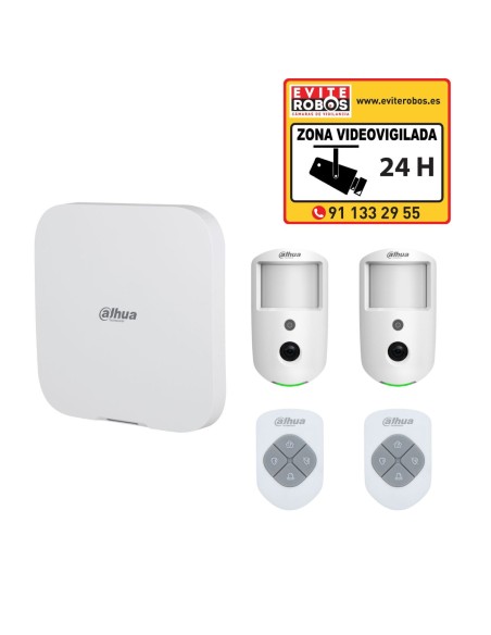 Pack Alarma Dahua con Central, 2 Mandos y 2 Fotodetectores PIR con Cámara | Evite Robos