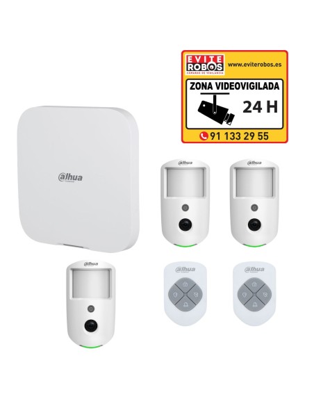 Pack Alarma Dahua con Central, 2 Mandos y 3 Fotodetectores PIR con Cámara | Evite Robos
