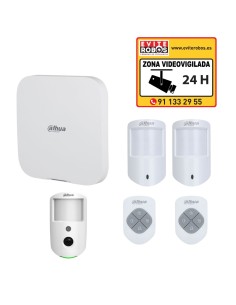 Pack Alarma Dahua con Central, 2 Mandos, 2 Detectores PIR y 1 Fotodetector PIR con Cámara | Evite Robos