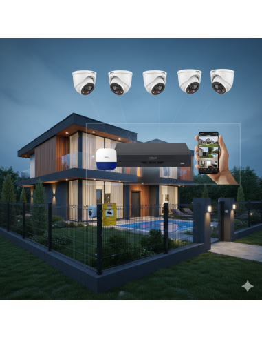 FortiCam Dome 4 Dahua TiOC – Kit 4 Cámaras Domo 4MP Interior/Exterior con Alarma | Sin cuotas