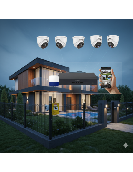 FortiCam Dome 4 Dahua TiOC – Kit 4 Cámaras Domo 4MP Interior/Exterior con Alarma | Sin cuotas