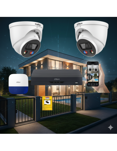 FortiCam Dome 2 Dahua TiOC – Kit 2 Cámaras Domo 4MP Interior/Exterior con Alarma | Sin cuotas