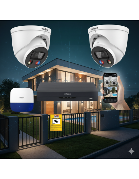 FortiCam Dome 2 Dahua TiOC – Kit 2 Cámaras Domo 4MP Interior/Exterior con Alarma | Sin cuotas
