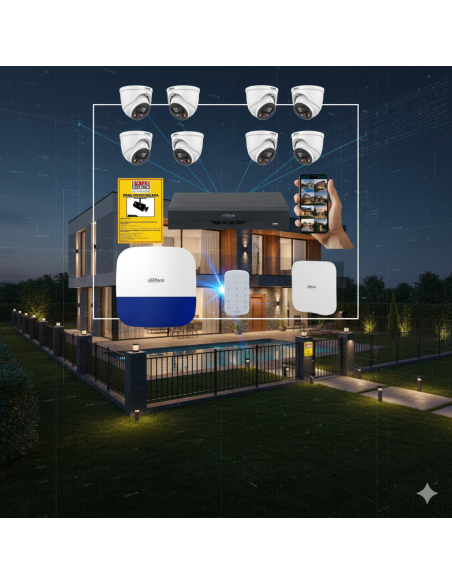 FortiCam Dome 8 Dahua TiOC – Kit 8 Cámaras Domo 4MP Interior/Exterior con Alarma | Sin cuotas