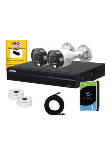 Kit videovigilancia para vivienda 2 cámaras visión nocturna Eviterobos