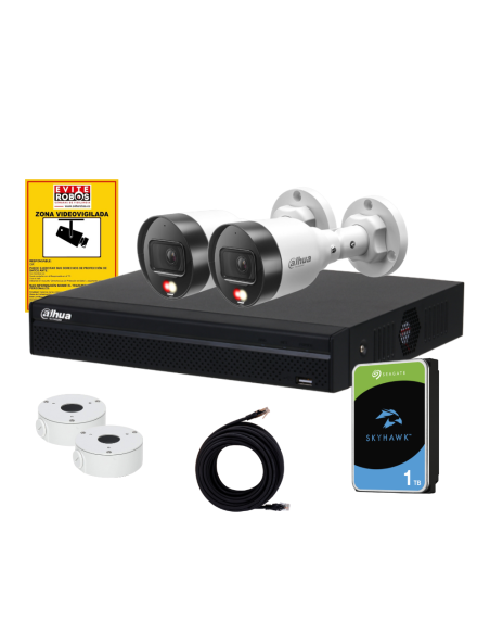 Kit videovigilancia para vivienda 2 cámaras visión nocturna Eviterobos